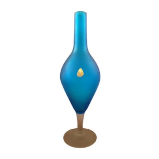 Blue Ice Effect Glass Vase from Stylo, 1960s For Sale