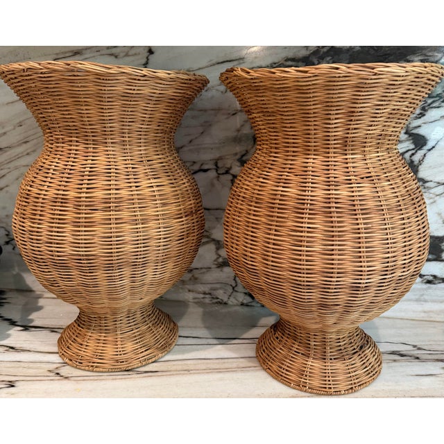 Early 21st Century Rattan Large Jar, Pair For Sale - Image 5 of 6