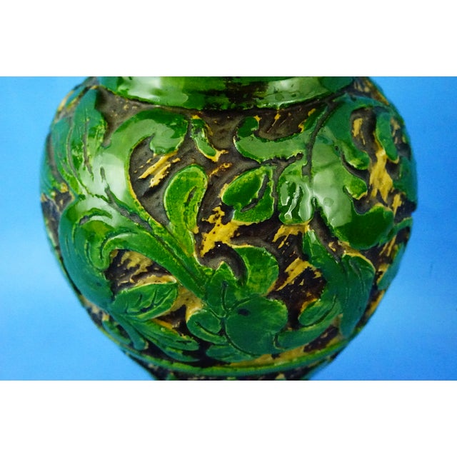 Antique Green Neo-Renaissance Vases in Relief by Vincenzo Corrente, 1890s, Set of 2 For Sale - Image 16 of 18