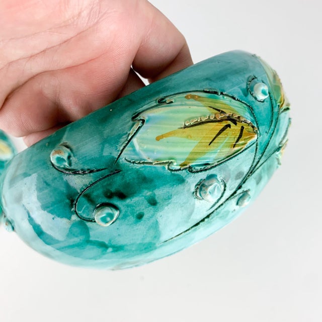 Ceramic Vintage Lidded Ceramic Italy Bowl Jar Lidded Italian Pottery Floral Trinket Dish For Sale - Image 7 of 12