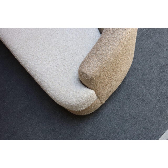 Danish Modern Curved Sofa in Teak and Two-Tone Bouclé by Selig For Sale - Image 11 of 18