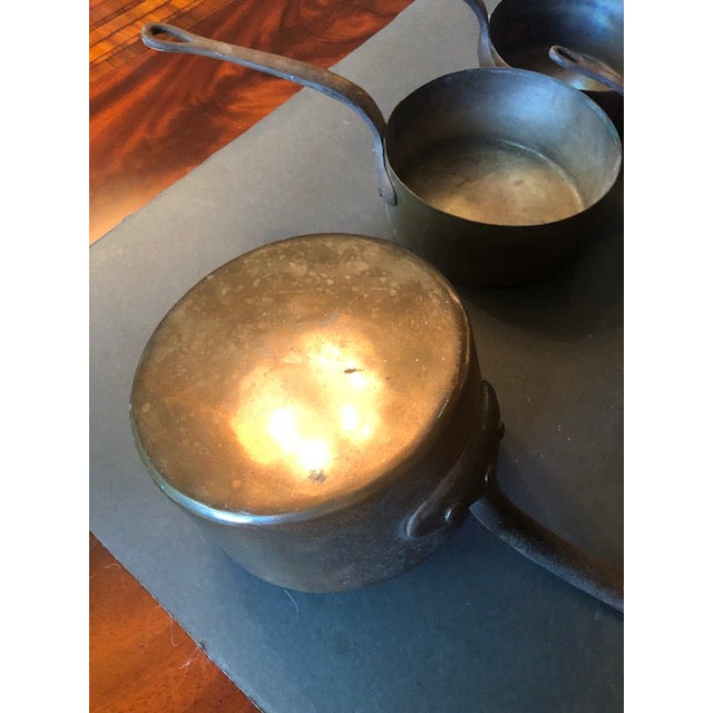 Metal Antique Copper Pot Set - 5 Pieces For Sale - Image 7 of 13