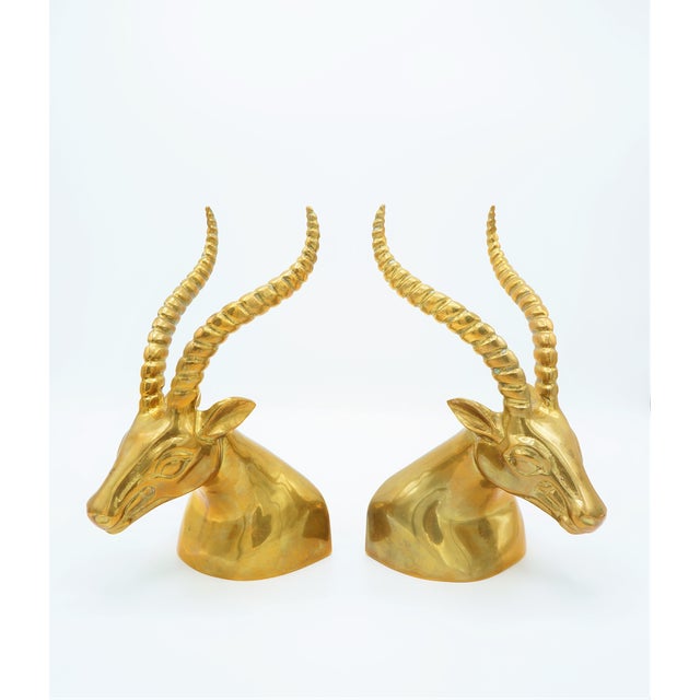 Modernist Sculptural Brass Gazelle Bookends a Pair Chairish
