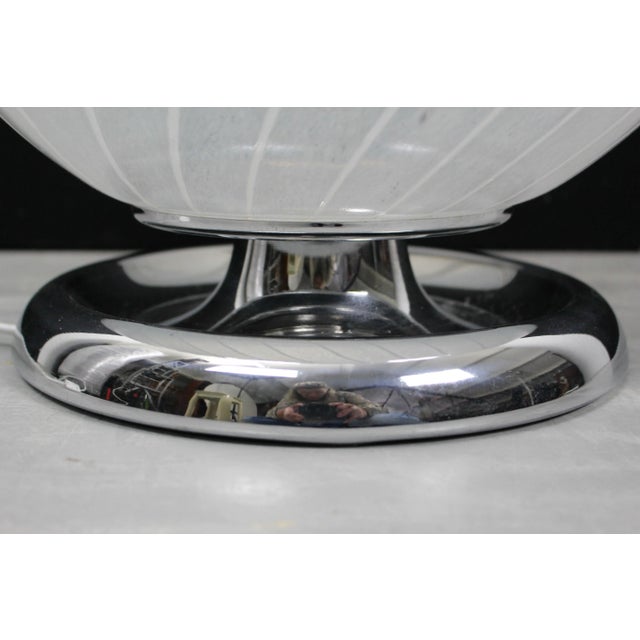 Mid-Century Swirl Murano Glass Ball Table Lamp with Chrome Base, 1970s For Sale - Image 11 of 13