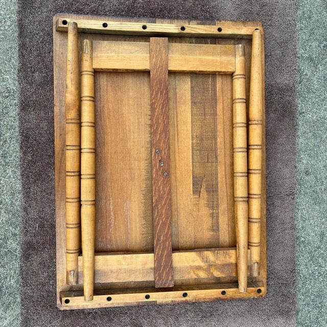 Late 19th Century Antique American Folding Sewing Table With Faux Bamboo Legs For Sale - Image 4 of 12