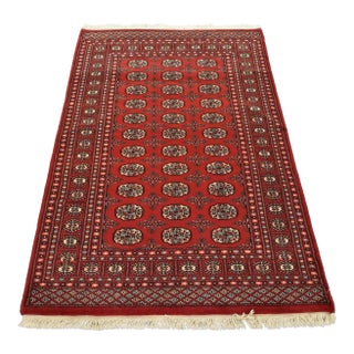 Bokhara Rug 4’2” X 6’1” Red Wool Tribal Hand-Knotted Oriental Carpet For Sale
