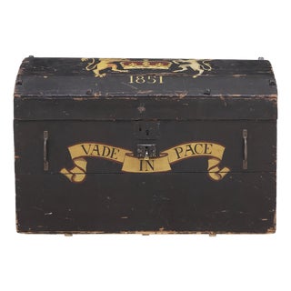 Royal Coat of Arms Hand Painted 1851 Trunk - 1851 For Sale