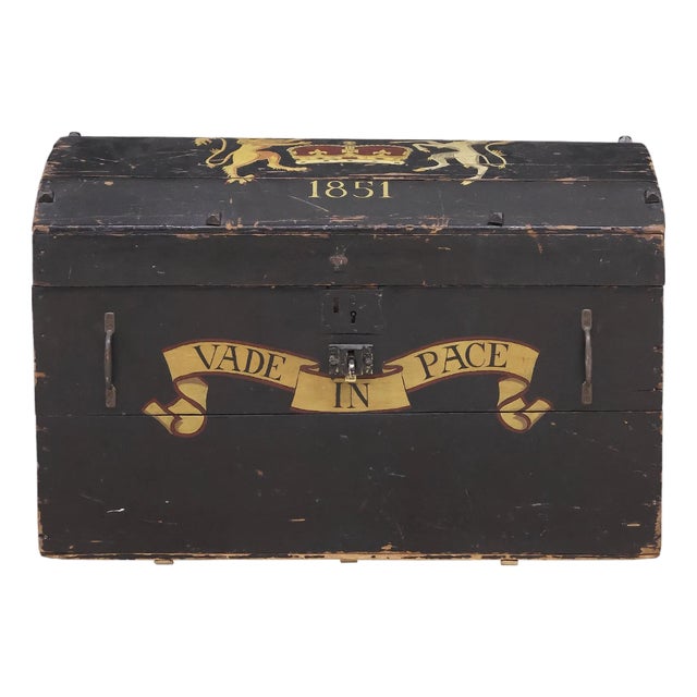 Royal Coat of Arms Hand Painted 1851 Trunk - 1851 For Sale