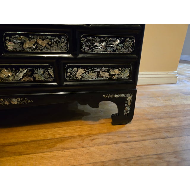 Wood Vintage Korean Mother-of-Pearl Inlay Cabinet For Sale - Image 7 of 10