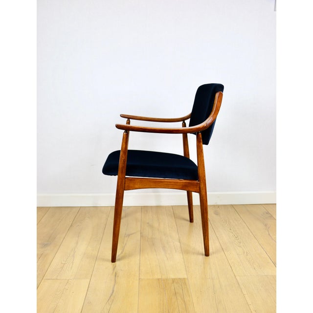 Vintage Danish Office Armchair in Navy Blue, 1970s For Sale - Image 3 of 11