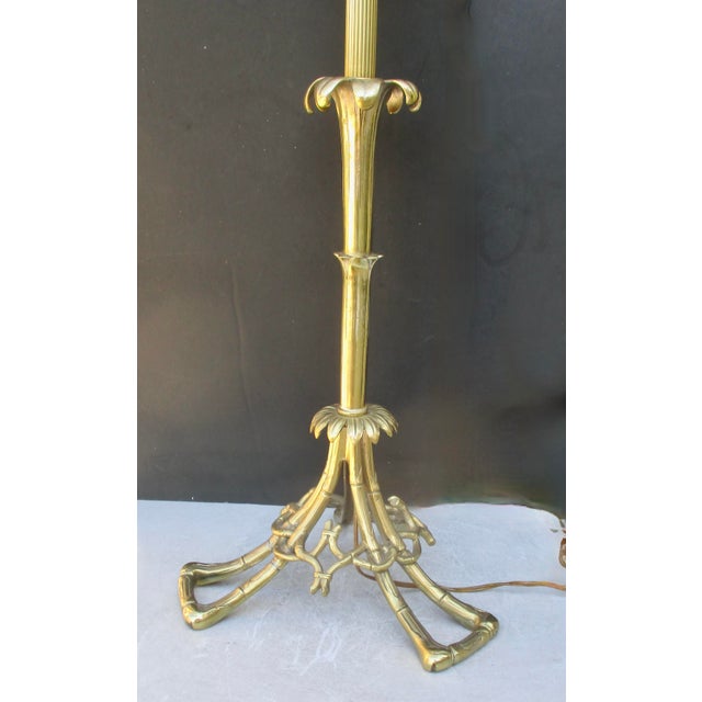 1970s Cailar Bayard Bronze Faux Bamboo Table Lamp For Sale - Image 4 of 13