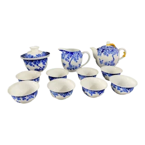 Chinoiserie Blue and White Tea Set 11 Pcs