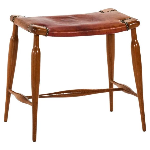 Stool in Mahogany and Leather by Josef Frank, 1950s For Sale - Image 6 of 6