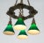 Arts & Crafts Hammered Darkened Metal Chandelier With Green Glass Shades For Sale - Image 4 of 12