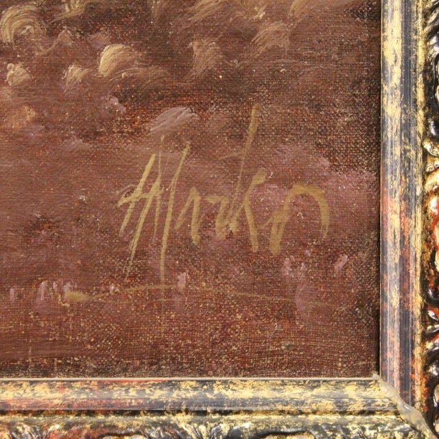 H. Marko, Wooded View with River, 19th Century, Oil Painting on Canvas, Framed For Sale - Image 7 of 16