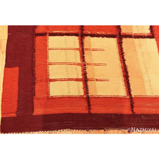 Textile 1940s Vintage Geometric Swedish Scandinavian Flat Woven Rug For Sale - Image 7 of 12