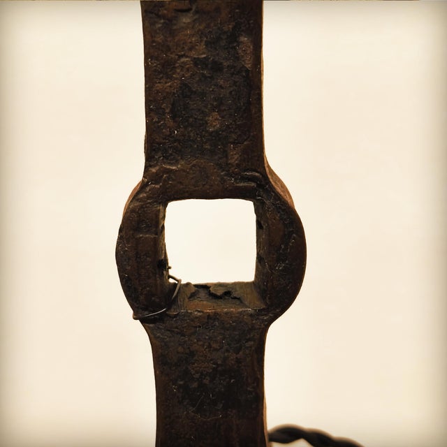 Brutalist Lamp Base in Wrought and Hammered Iron, France, 1920s For Sale - Image 11 of 16