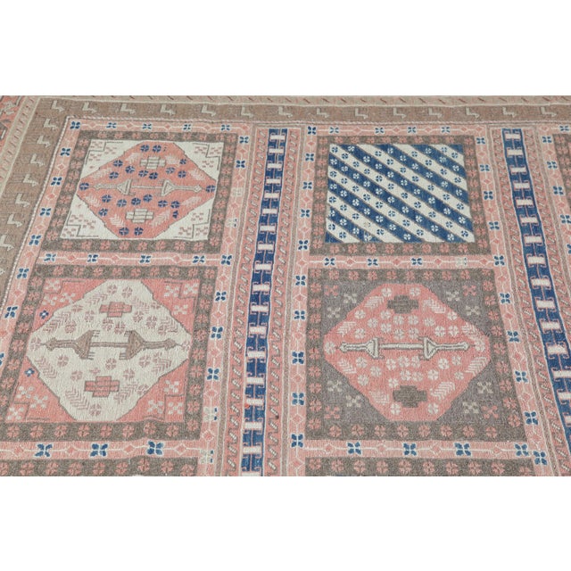 1990s Vintage Handwoven Embroidered Kilim With Geometric Panels - 6' 5'' X 9' 3'' For Sale - Image 11 of 15