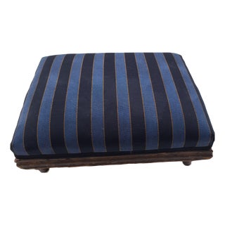 Antique Ottoman with Blue Striped Fabric by Fußschemel, 1920s For Sale