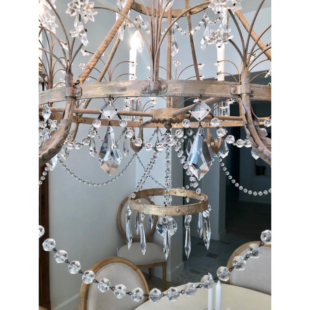 Metal Niermann Weeks Swedish Crystal Chandelier For Sale - Image 7 of 8