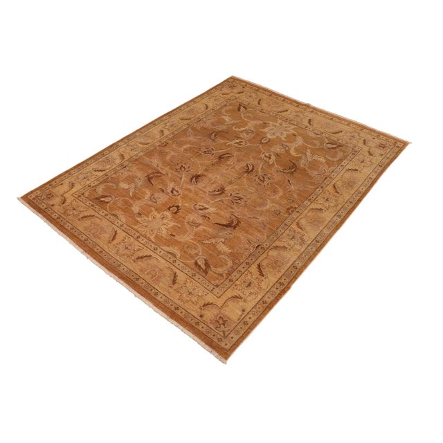 Art Nouveau 1980s Vintage Rustic Brown/Gold Wool Rug - 8'3" X 9'5" For Sale - Image 3 of 9