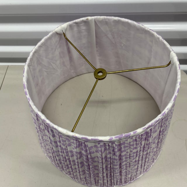 Boho Chic Lilac and White Ikat Silk Pleated Lamp Shade For Sale - Image 3 of 5