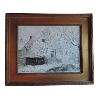 1920-1930 Century American Impressionist Winter Snow Scene Oil Painting on Canvas by Century Harry Allis For Sale