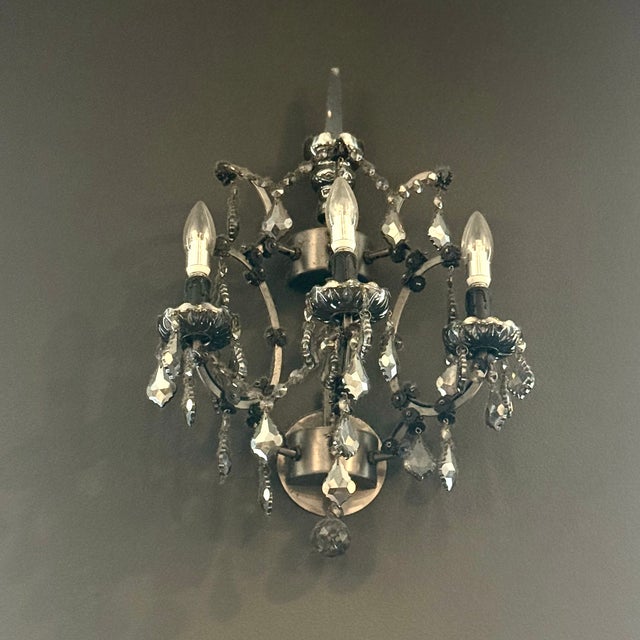 Restoration Hardware Restoration Hardware Timothy Oulton 3 Light Crystal Wall Sconce 6 Av For Sale - Image 4 of 5