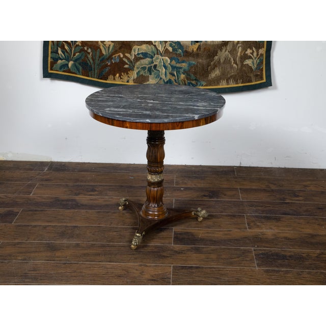 English English Regency Period 19th Century Mahogany Side Table with Grey Marble Top For Sale - Image 3 of 10