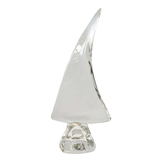 Vintage Sailboat Crystal Sculpture by Daum, France For Sale
