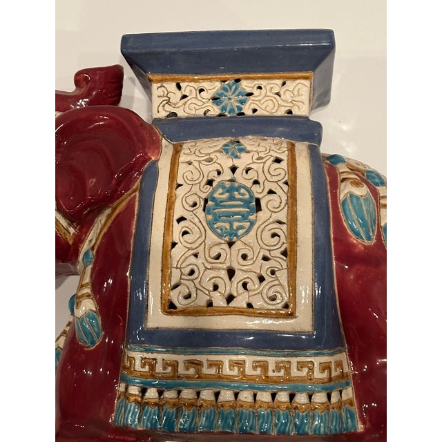 Dark Red Oxide Terracotta Elephant Side Table For Sale - Image 11 of 11