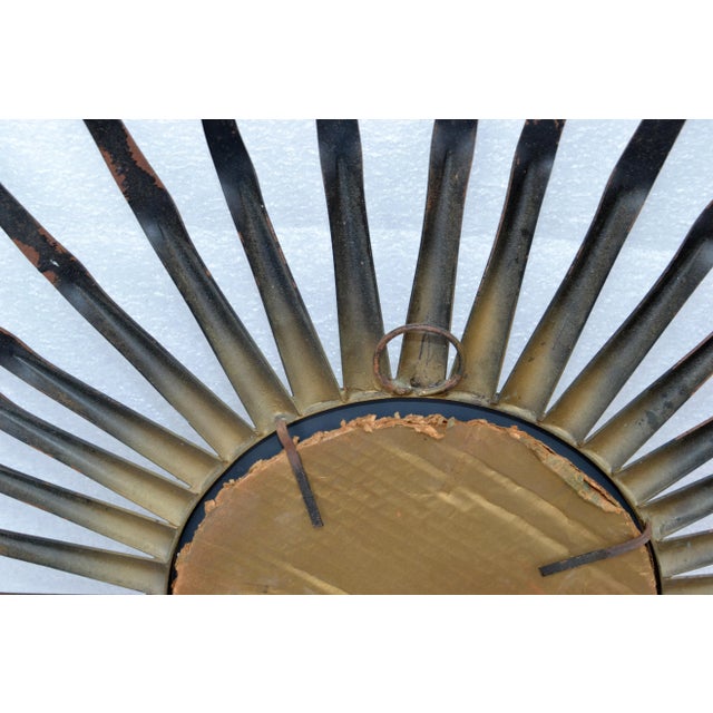 Chaty Sunburst Brass & Gun Metal Wall Mirror French Mid-Century Modern, 1960s For Sale - Image 11 of 13