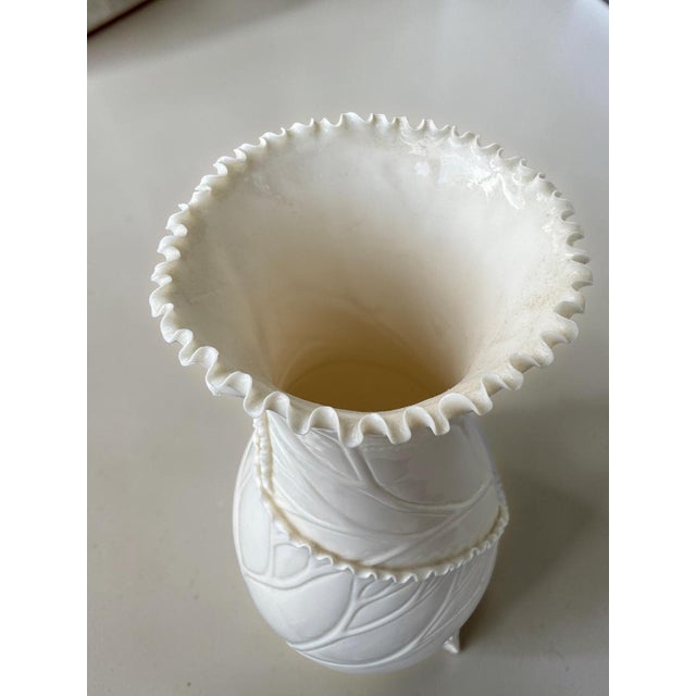 Vintage Chinese White Porcelain Vase – Fine Bone China - Cabbage Leaf Pattern For Sale - Image 13 of 14