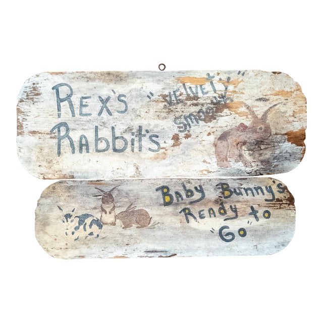 Early 20th C. American Folk Art Pet Advertising Sign for Rabbits and Bunnies For Sale