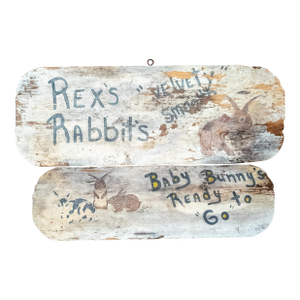 Early 20th C. American Folk Art Pet Advertising Sign for Rabbits and Bunnies