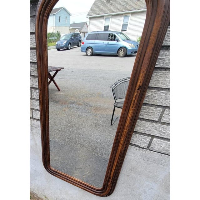 Antique 19th Century American Victorian Walnut Arched Wall Mirror Hallway For Sale - Image 10 of 18