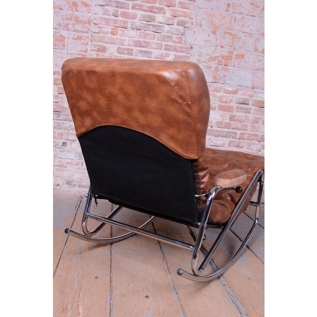 Mid-Century Rocking Reclining Armchair in Chrome by Lama, France, 1960s For Sale - Image 9 of 13