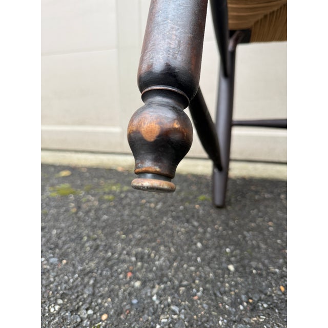 Antique English High Ladder Back Rush Seat Side Chair For Sale - Image 17 of 18