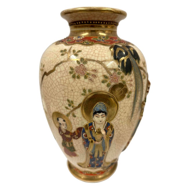 Ceramic Antique Japanese Meiji Period Satsuma Earthenware Vase For Sale - Image 7 of 18