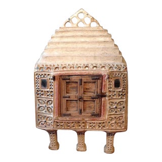 Indian Kutchi Mirrored Mudwork (Lippan Kam) Food Storage Cabinet For Sale