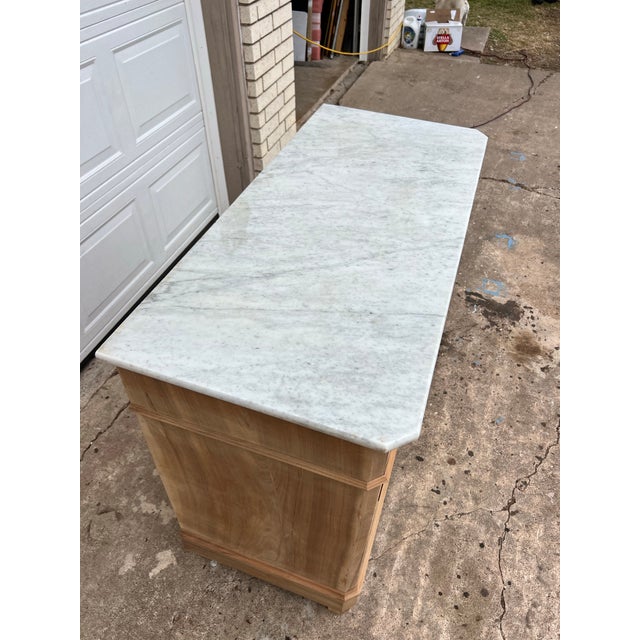 Beige French 19th Century Louis Philippe Bleached Solid Walnut Marble Top Commode For Sale - Image 8 of 12