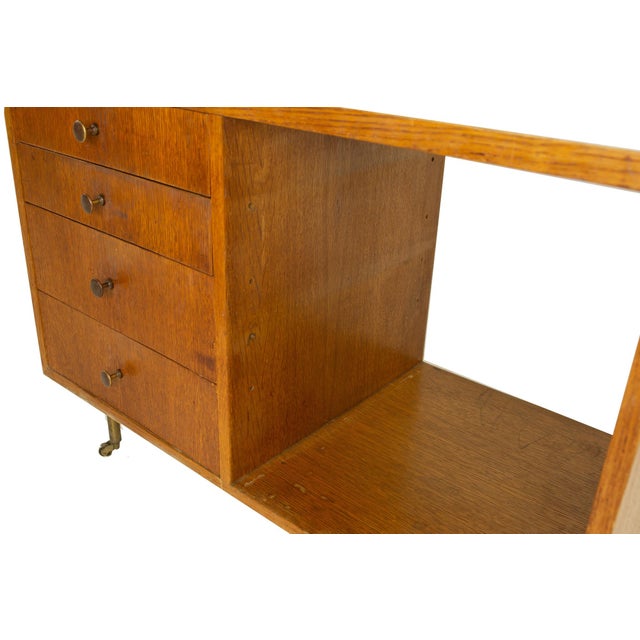 George Nelson Style Mid Century Oak Bar Cart For Sale - Image 10 of 12