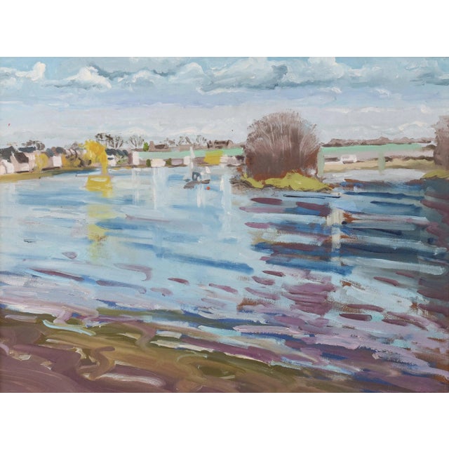 Kew Bridge Towards the Strand Chiswick, 2016, Oil on Board, Framed For Sale