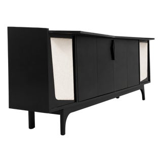 Extra Long Black Mid Century Modern Credenza | Custom Sideboard in the Style of Gio Ponti, C. 1960's For Sale