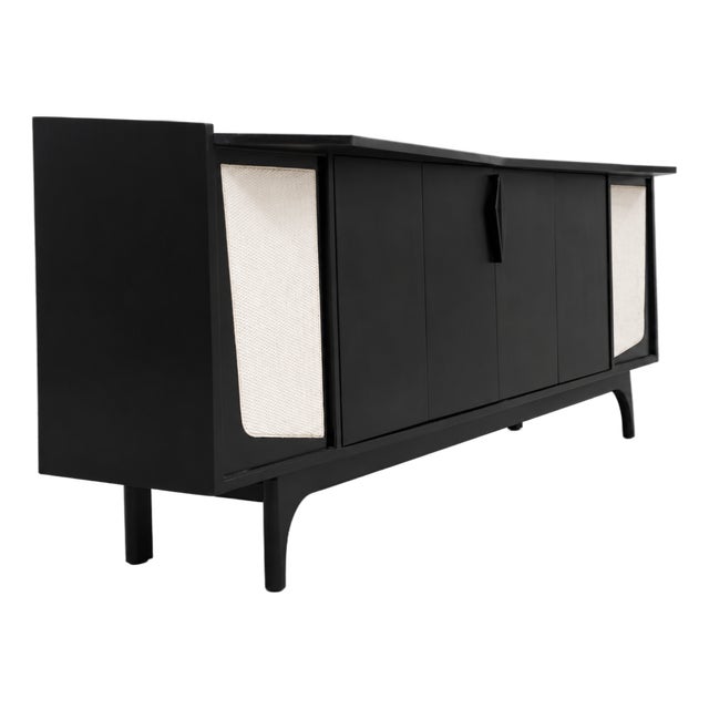 Extra Long Black Mid Century Modern Credenza | Custom Sideboard in the Style of Gio Ponti, C. 1960's For Sale