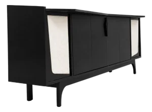 Extra Long Black Mid Century Modern Credenza | Custom Sideboard in the Style of Gio Ponti, C. 1960's