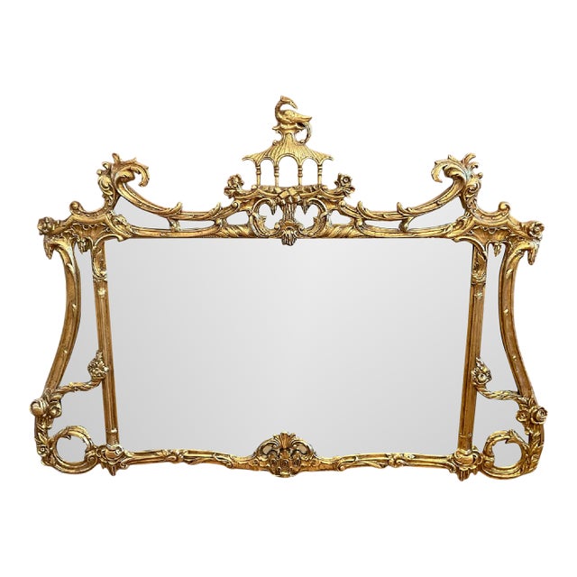 Vintage Friedman Brothers Gilt Pagoda Chinoiserie Wall Mirror For Sale