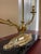 French Haig Solid Brass Two-Light Bouillotte Table Lamp With Black Shades & Marble Base For Sale - Image 3 of 5