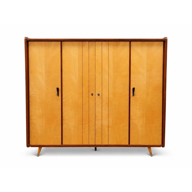Vintage mid-century wardrobe with shelving and hanging sections Beautiful mid-century modern wardrobe from the 1950s/60s,...