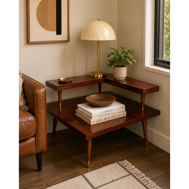 This vintage Mid-Century Modern occasional table showcases the clean lines and functional elegance that define classic...